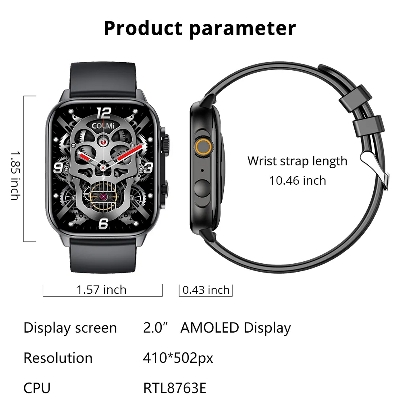 Picture of COLMI C81 Smartwatch 2.0″ Black Color AMOLED Screen Support AOD IP68 Waterproof Bluetooth Calling 100+ Sport Mode Men and WomenSmart Watch