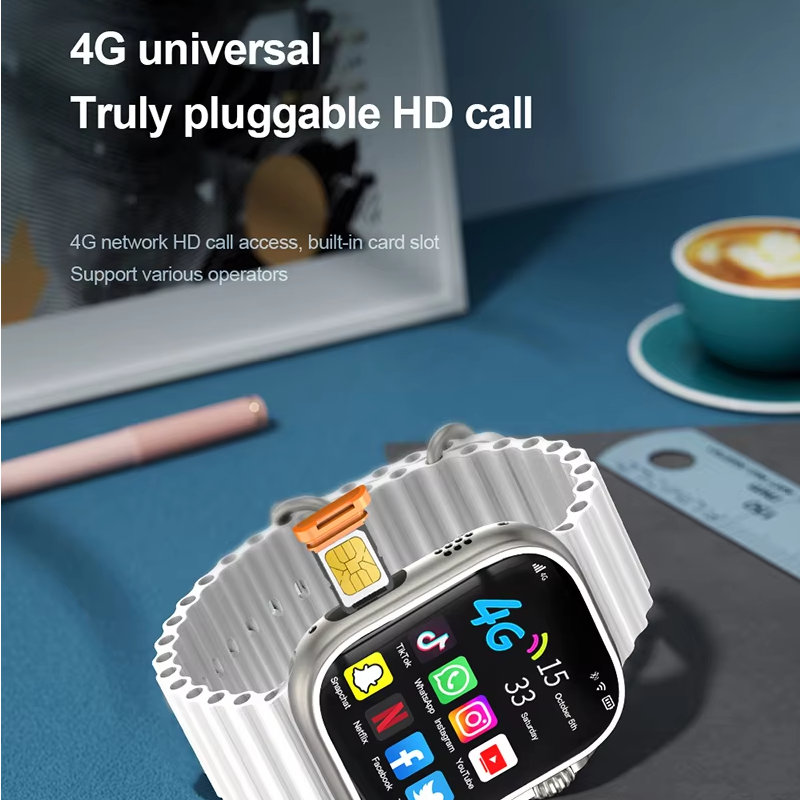 Picture of S8 Ultra 4G    8G-128G/ 16-256G  Andriod Smart Watch Dual Strap Waterdrop Display Calling Feature Google Playstore Youtube Facebook Messenger Tiktok IMO Wifi RAM Android Smartwatch