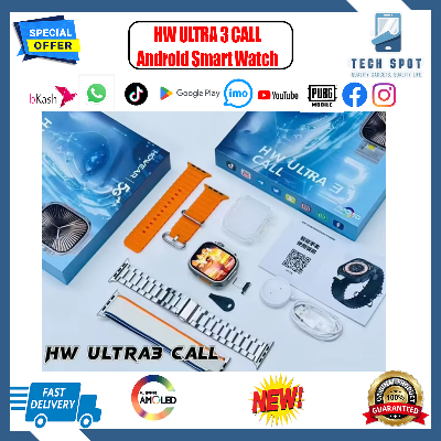 Picture of HW Ultra 3 Call AI-Powered Smartwatch – 4G RAM, 64G Storage, 12MP Pop-Up Camera, AMOLED Display, Built-in ChatGPT Apps, 3 + 1 Belts Included