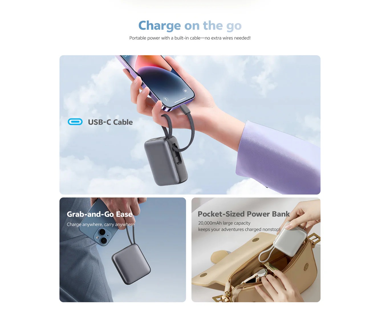 Picture of QCY PB20A 45W PD Fast Charge Power Bank - 20000mAh