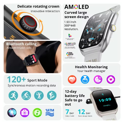 Picture of Colmi P86 Curve Super Amoled Display Smartwatch Bluetooth Calling, Fitness Tracker and Health Monitoring Smart Watch