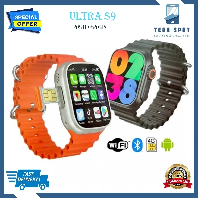 Picture of Ultra S9  Smartwatch 2.2 Inch Waterdrop Display with Dual Camera Calling Feature Google Playstore YouTube Facebook Messenger Tiktok WhatsApp Imo WiFi Ram 4GB Rom 64GB Android 10 700mAh Battery Smartwatch for Men and Women