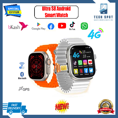 Picture of S8 Ultra 4G    8G-128G/ 16-256G  Andriod Smart Watch Dual Strap Waterdrop Display Calling Feature Google Playstore Youtube Facebook Messenger Tiktok IMO Wifi RAM Android Smartwatch
