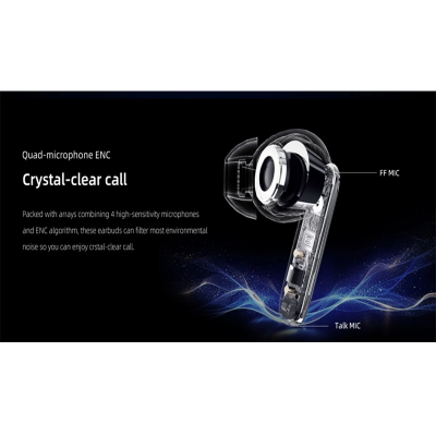 Picture of QCY T13 ANC 2 TWS Earphones 2nd Generation 4 Mic 28dB ANC Up to 30 hours Playtime with ANC off BT 5.3 68ms Gaming Mode IPX5 Waterproof 10mm Dynamic Driver Wireless Bluetooth Earbuds