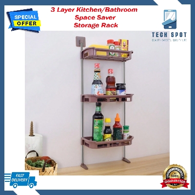 Picture of 3 Tier Multifunctional Kitchen & Bathroom Wall Hanging Storage Rack