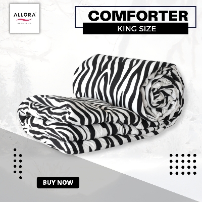 Zebra Printed Allora Comforter – Black ALLORA BDonline shop bangladeshothoba.com
