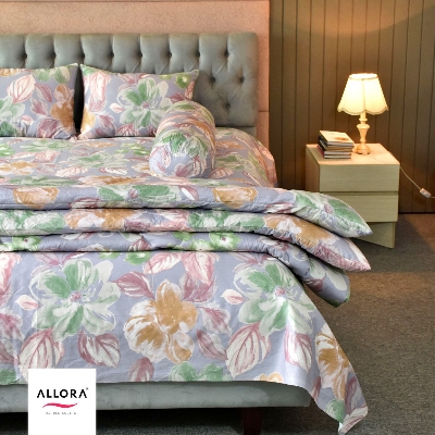 Allora Watercolour Flora Comforter Bedding Set – Grey Purple (5Pcs) ALLORA BDonline shop bangladeshothoba.com