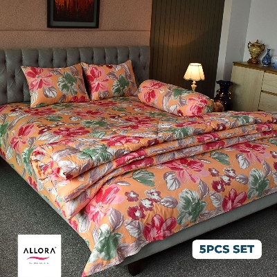 Allora Watercolour Flora Comforter Bedding Set – Orange (5Pcs) ALLORA BDonline shop bangladeshothoba.com