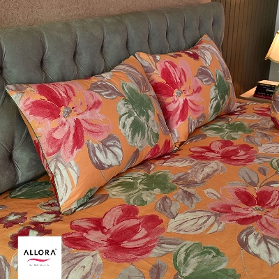 Allora Watercolour Flora Comforter Bedding Set – Orange (5Pcs) ALLORA BDonline shop bangladeshothoba.com