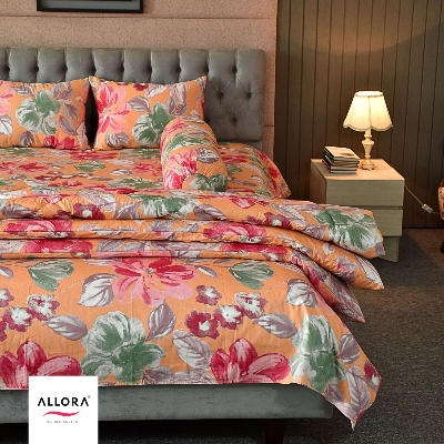 Allora Watercolour Flora Comforter Bedding Set – Orange (5Pcs) ALLORA BDonline shop bangladeshothoba.com