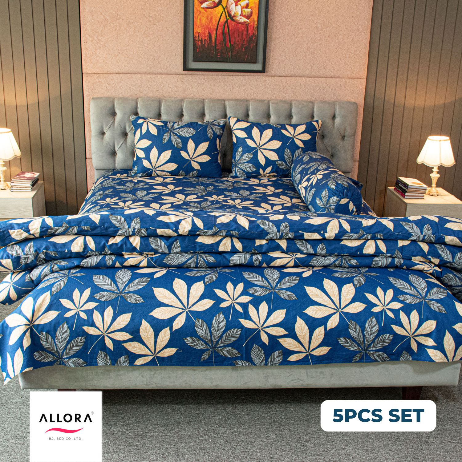Allora Leafscape Comforter Bedding Set – Blue (5Pcs Set) ALLORA BDonline shop bangladeshothoba.com