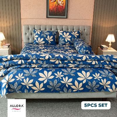 Allora Leafscape Comforter Bedding Set – Blue (5Pcs Set) ALLORA BDonline shop bangladeshothoba.com