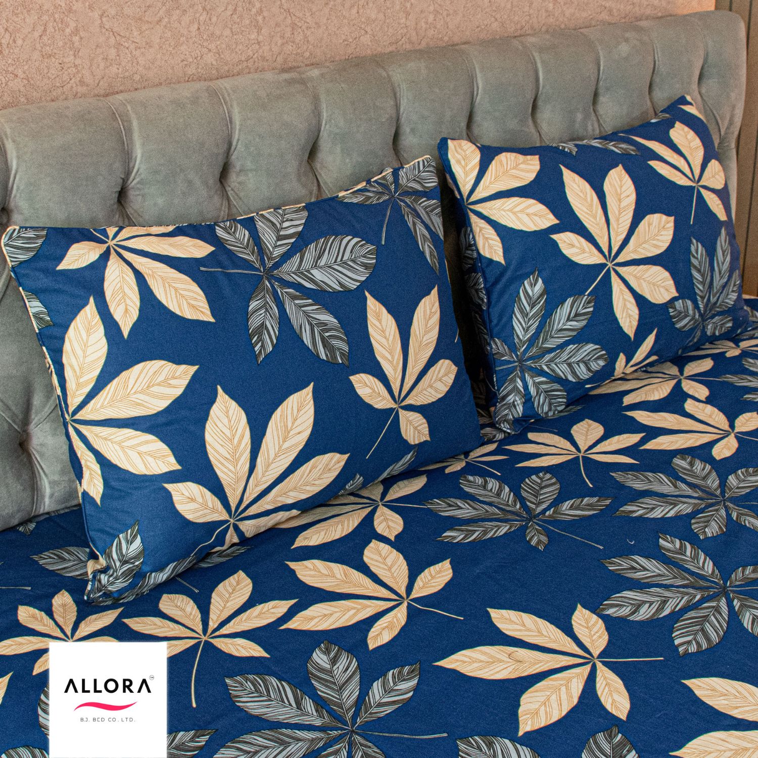 Allora Leafscape Comforter Bedding Set – Blue (5Pcs Set) ALLORA BDonline shop bangladeshothoba.com