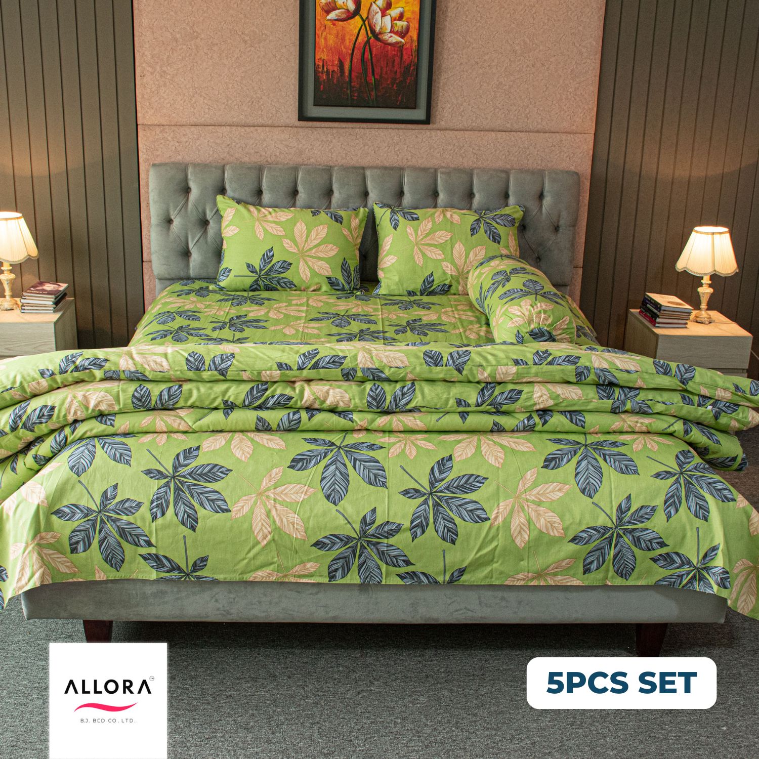 Allora Leafscape Comforter Bedding Set – Green (5Pcs Set) ALLORA BDonline shop bangladeshothoba.com