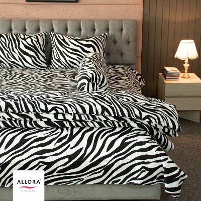 Zebra Print Allora Comforter Bedding Set – Black (5Pcs Set) ALLORA BDonline shop bangladeshothoba.com