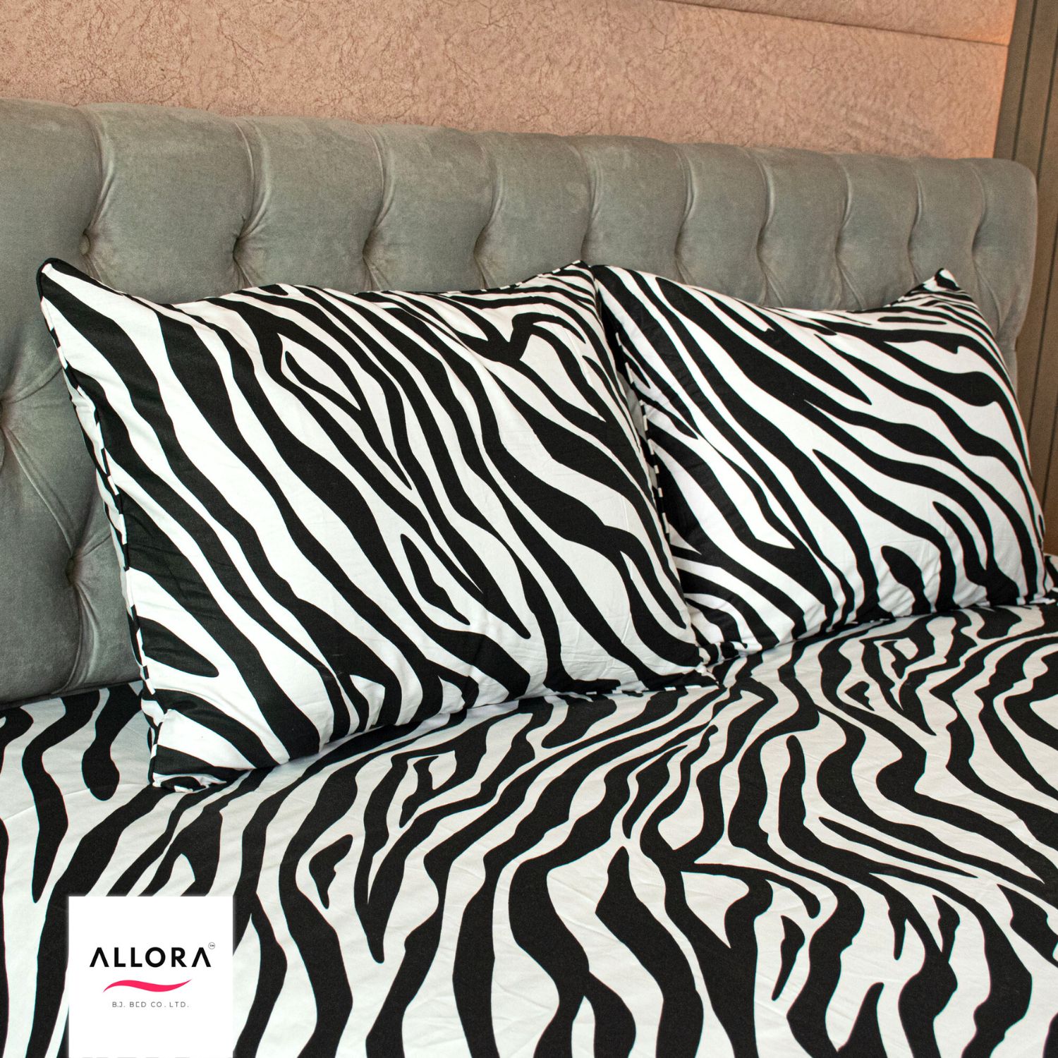 Zebra Print Allora Comforter Bedding Set – Black (5Pcs Set) ALLORA BDonline shop bangladeshothoba.com