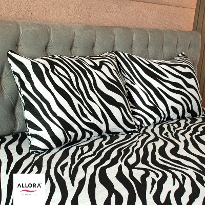 Zebra Print Allora Comforter Bedding Set – Black (5Pcs Set) ALLORA BDonline shop bangladeshothoba.com