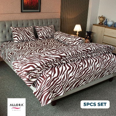 Zebra Print Allora Comforter Bedding Set – Maroon (5Pcs Set) ALLORA BDonline shop bangladeshothoba.com
