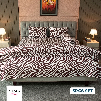 Zebra Print Allora Comforter Bedding Set – Maroon (5Pcs Set) ALLORA BDonline shop bangladeshothoba.com