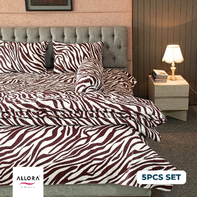 Zebra Print Allora Comforter Bedding Set – Maroon (5Pcs Set) ALLORA BDonline shop bangladeshothoba.com