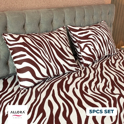 Zebra Print Allora Comforter Bedding Set – Maroon (5Pcs Set) ALLORA BDonline shop bangladeshothoba.com