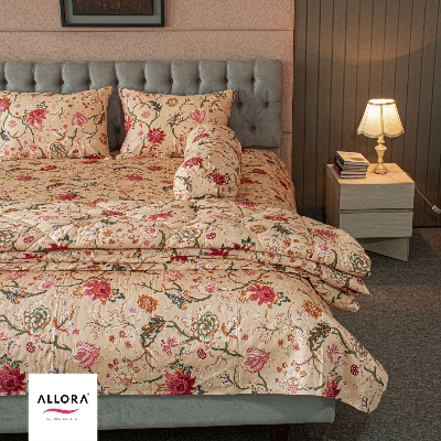 Floral Whisper Allora Comforter Bedding Set – Beige (5Pcs Set) ALLORA BDonline shop bangladeshothoba.com