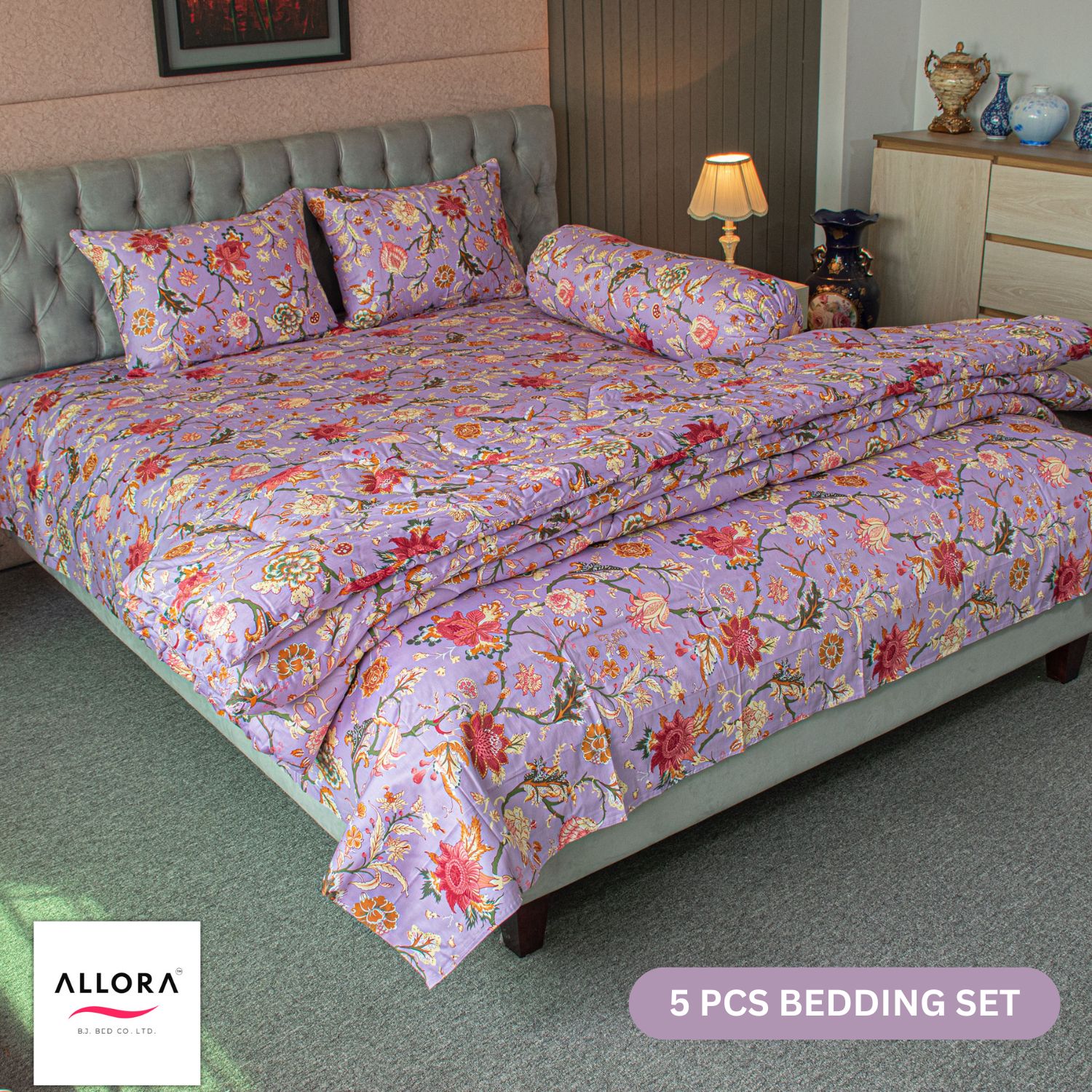 Picture of Floral Whisper Allora Comforter Bedding Set – Lavender (5Pcs Set)
