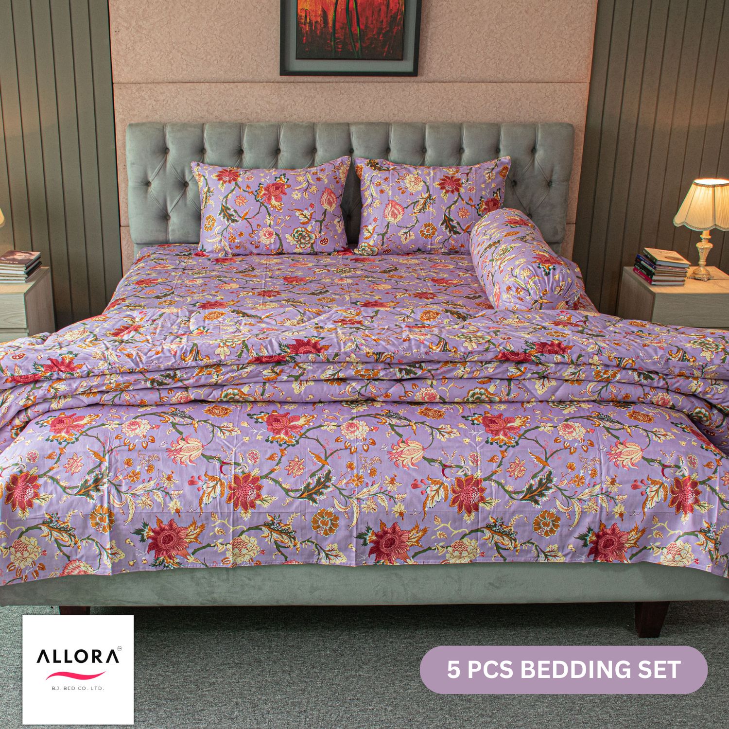 Picture of Floral Whisper Allora Comforter Bedding Set – Lavender (5Pcs Set)