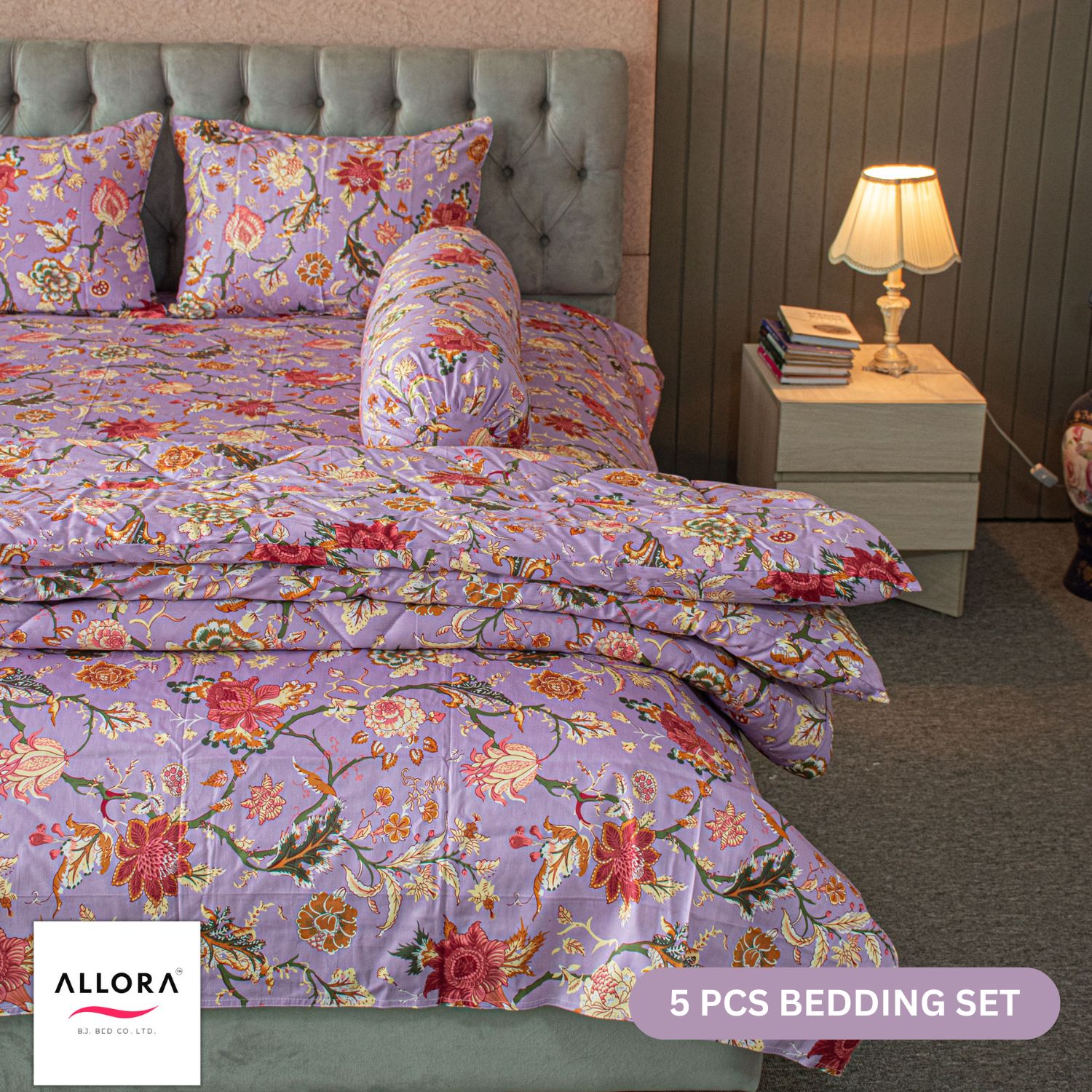 Picture of Floral Whisper Allora Comforter Bedding Set – Lavender (5Pcs Set)