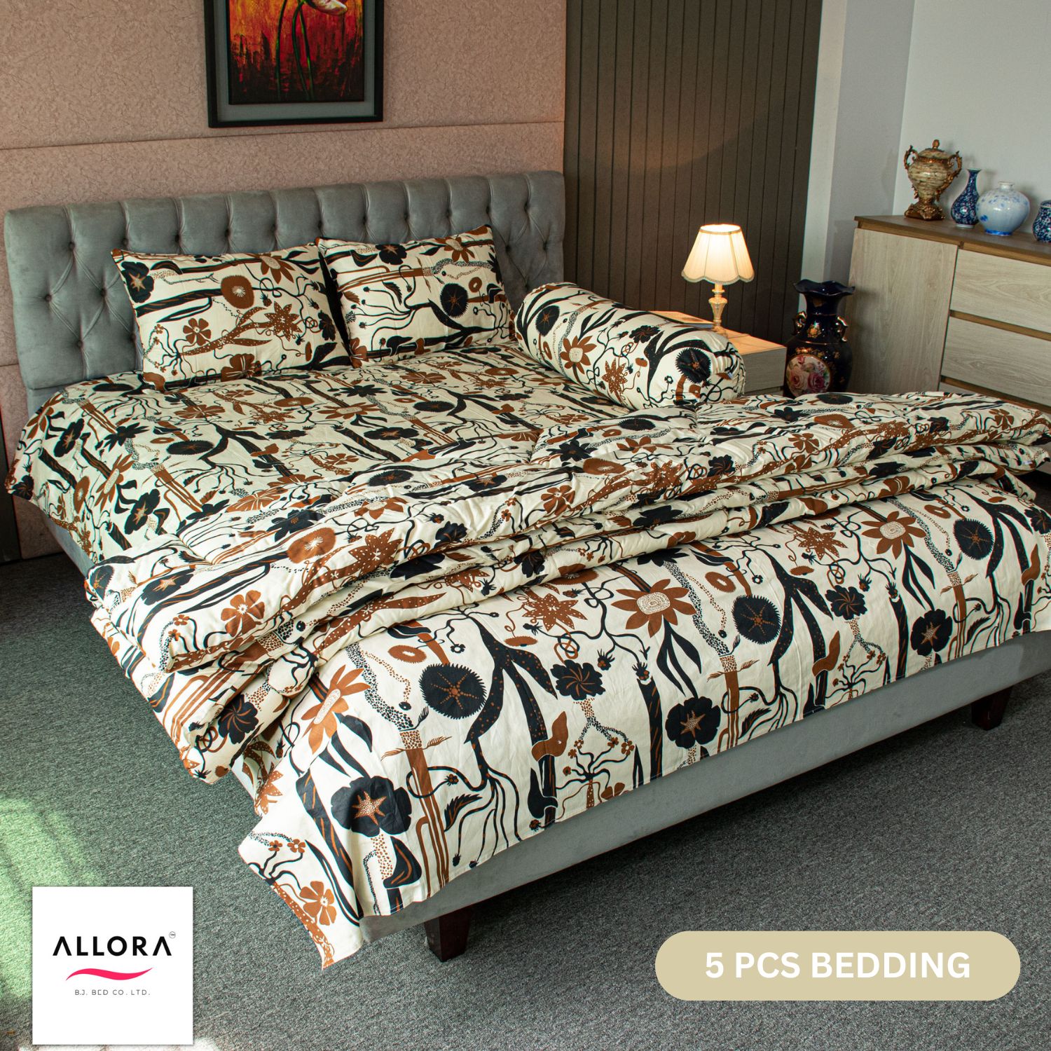 Wild Petal Allora Comforter Bedding Set – Black (5Pcs Set) ALLORA BDonline shop bangladeshothoba.com