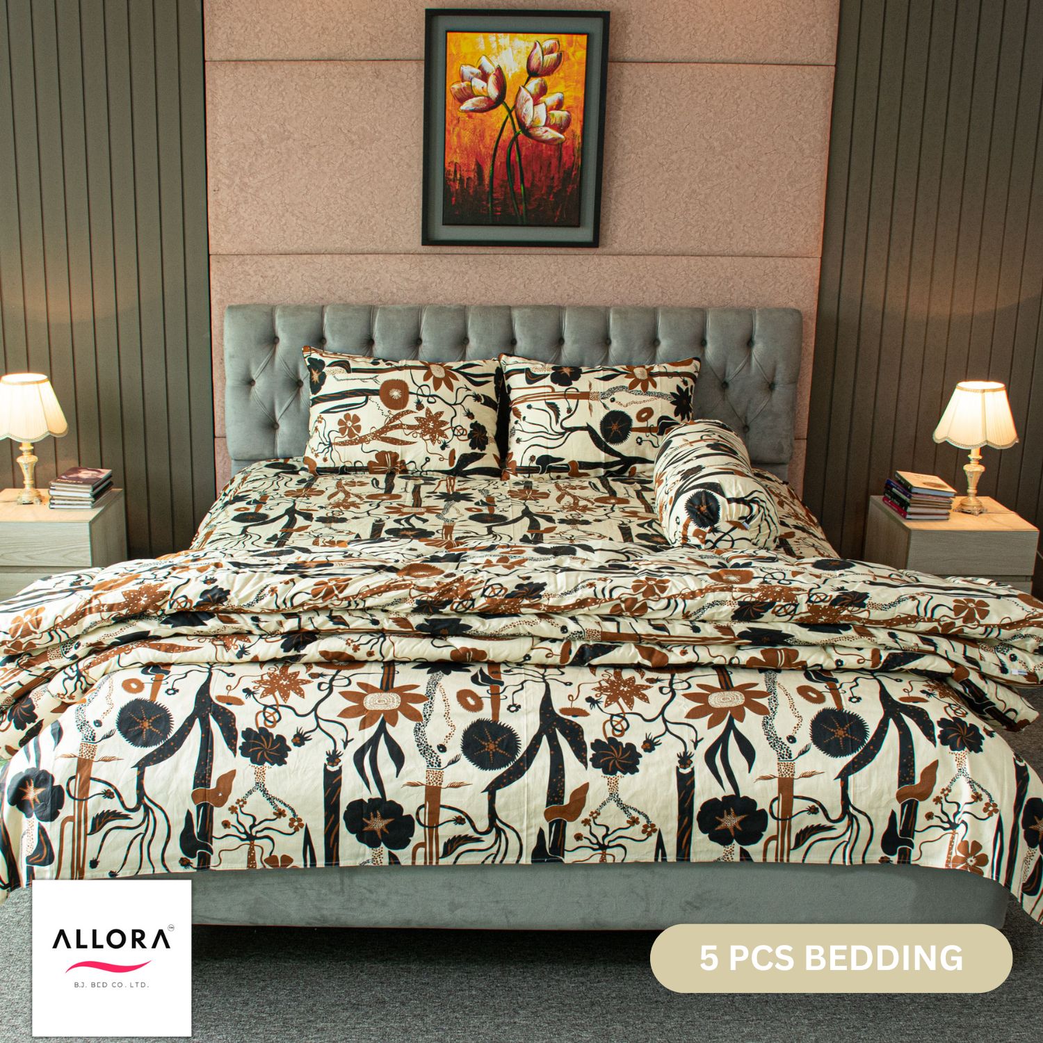 Wild Petal Allora Comforter Bedding Set – Black (5Pcs Set) ALLORA BDonline shop bangladeshothoba.com