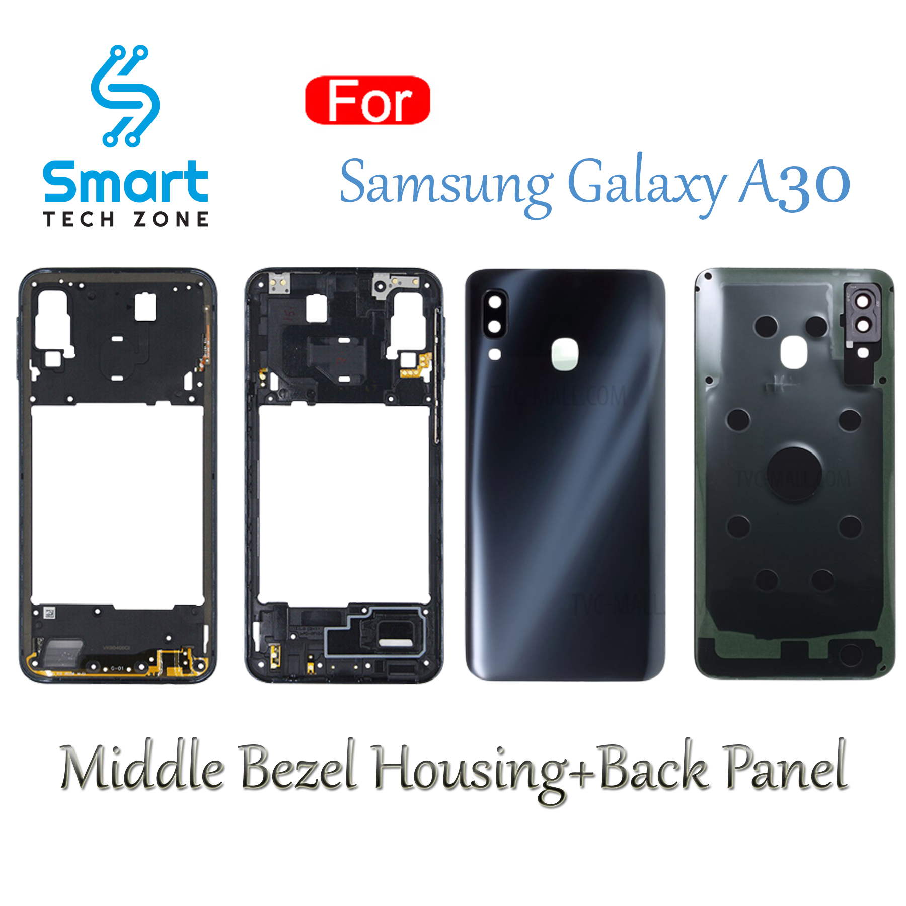 Picture of Full Body Housing For  Samsung Galaxy A10 A20 A30 A30s A50 A51 A60 A70 A10s A20s A50s Front LCD Frame Panel, Middle Bezel  Frame and Back Panel