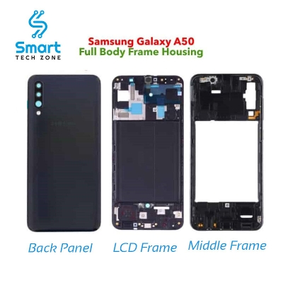 Picture of Full Body Housing Set for Samsung Galaxy A50 Includes Front LCD Frame, Middle Bezel, and Back Panel