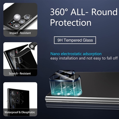Picture of 3D Back Camera Lens Protector for Samsung Galaxy S22/S22 Plus/S22 Ultra 5G Full Coverage 360 Degree Protection Tempered Glass Bubble-Free Anti-Scratch Easy Install Ultra-Thin