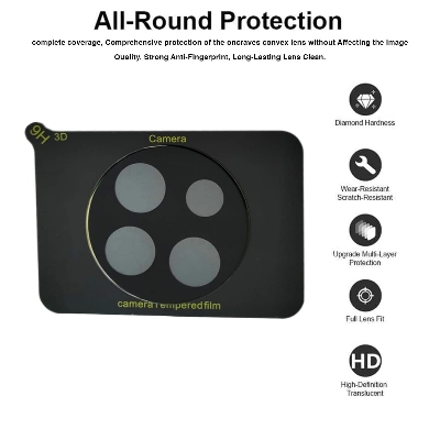Picture of 3D 9H Camera Glass Lens Cover Tempered Glass Protector For OnePlus 11/ OnePlus 11R 5G Full Coverage 360 Degree Protection Tempered Glass Bubble-Free Anti-Scratch Easy Install Ultra-Thin
