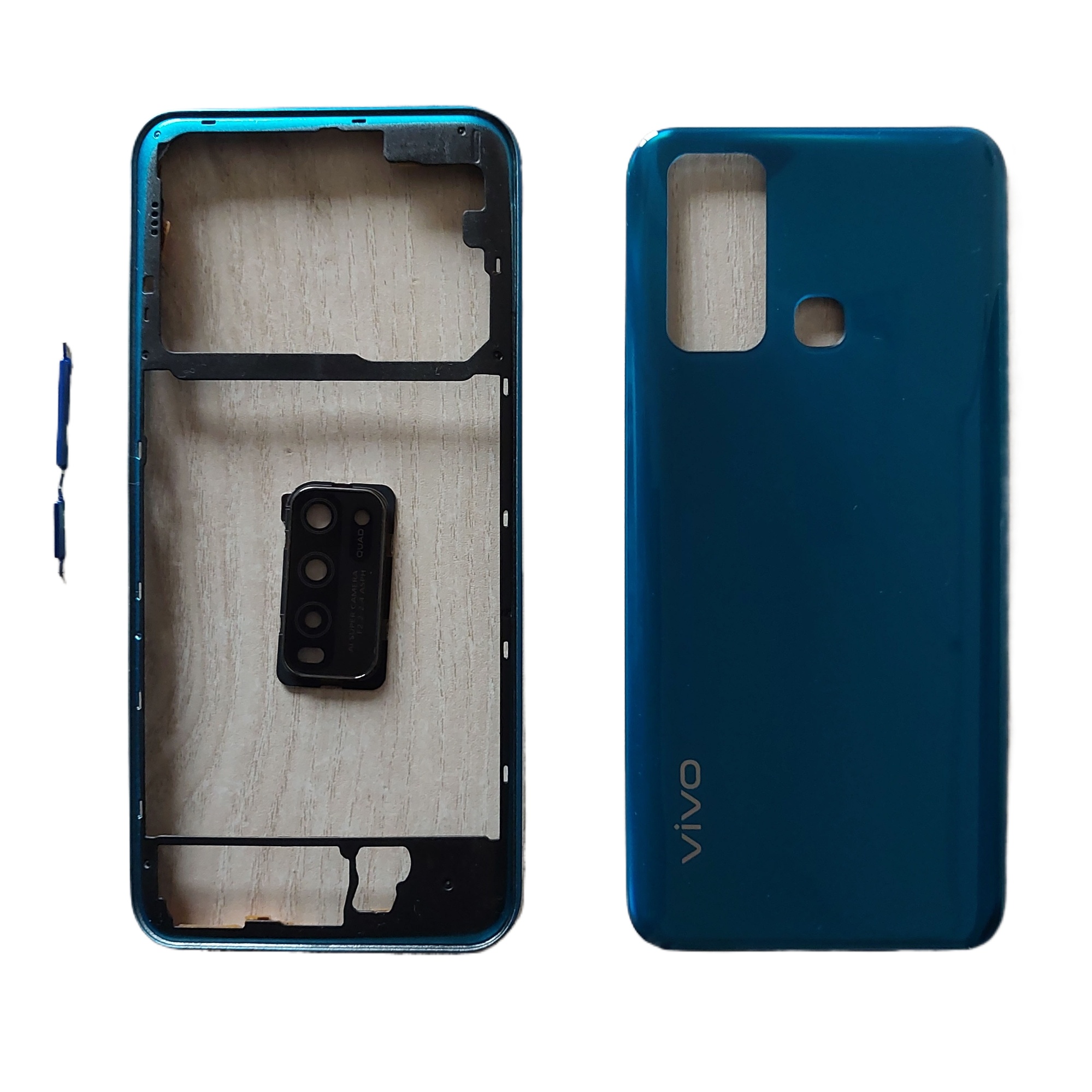 Picture of Vivo Y30/Y50 Middle Frame Bezel Cover and Back Panel With Camera Glass+Side Button Without LCD Frame Panel