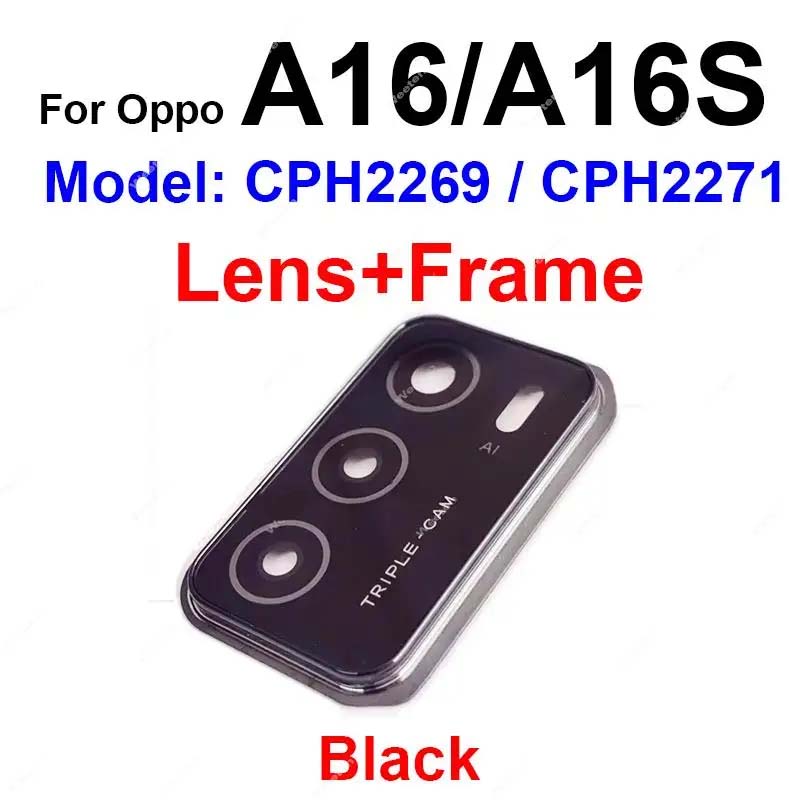 Picture of Rear Camera Glass Lens Cover For Oppo A16/A16s Back Camera Lens and Frame Holder Repalcement