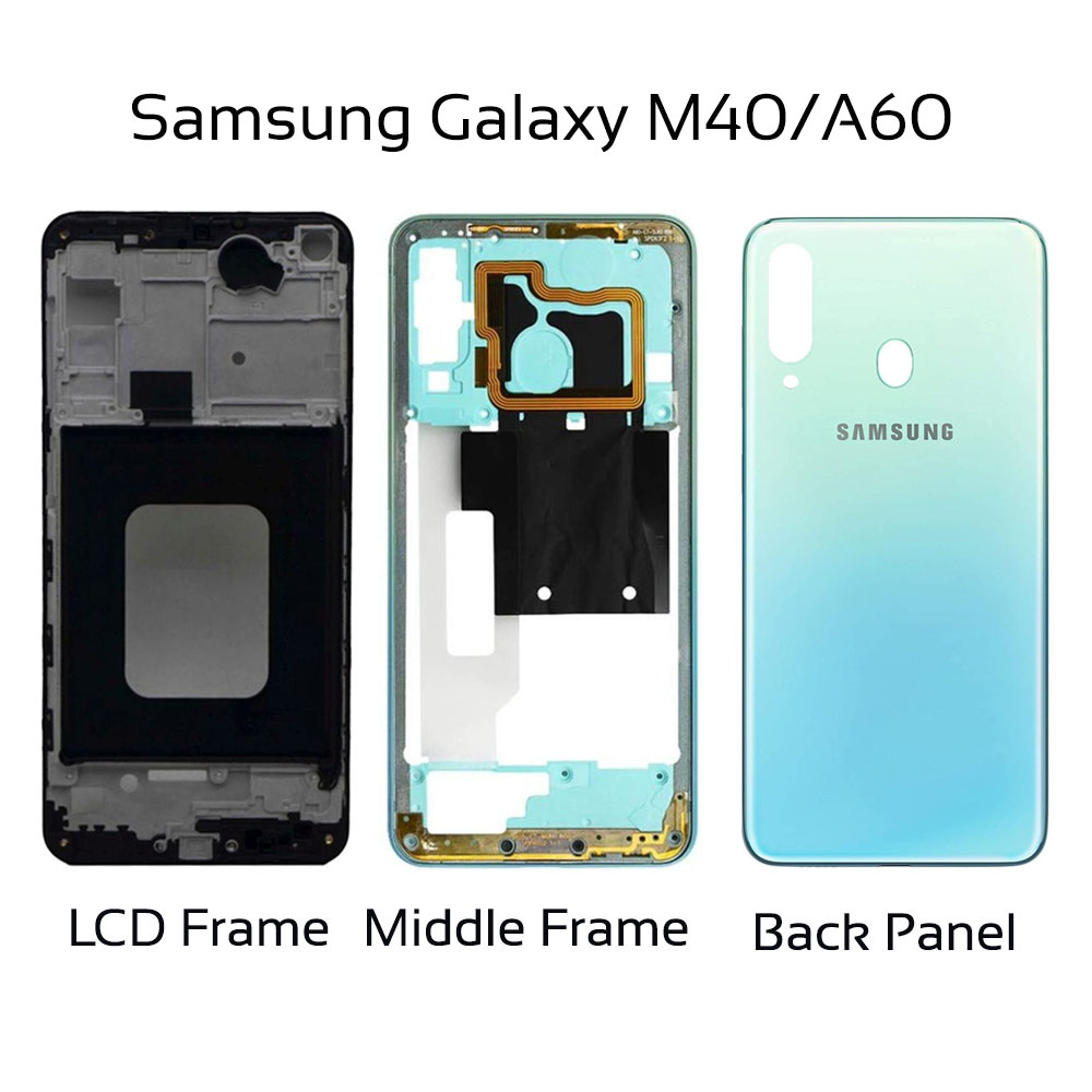 Picture of Samsung Galaxy M40 A60 Full Body Housing Middle Frame Back Panel Without Camera Glass