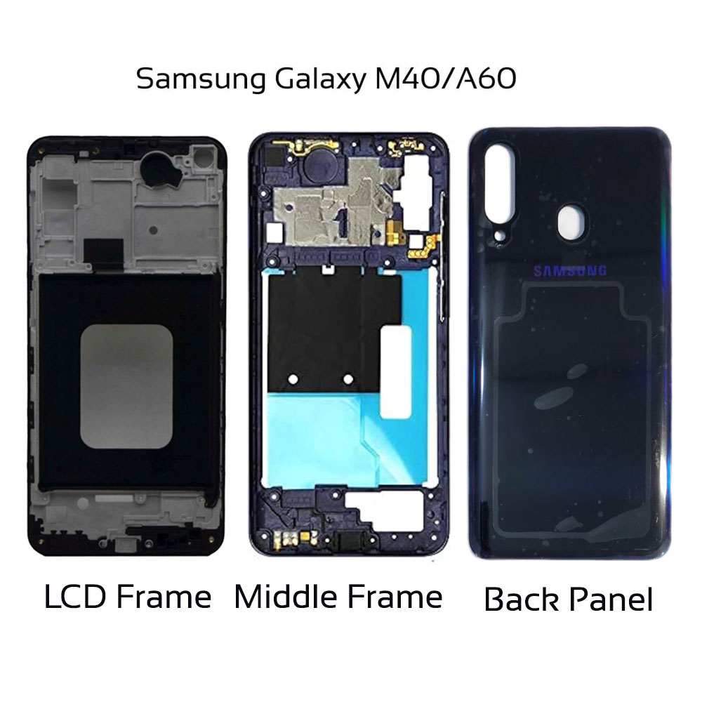 Picture of Samsung Galaxy M40 A60 Full Body Housing Middle Frame Back Panel Without Camera Glass