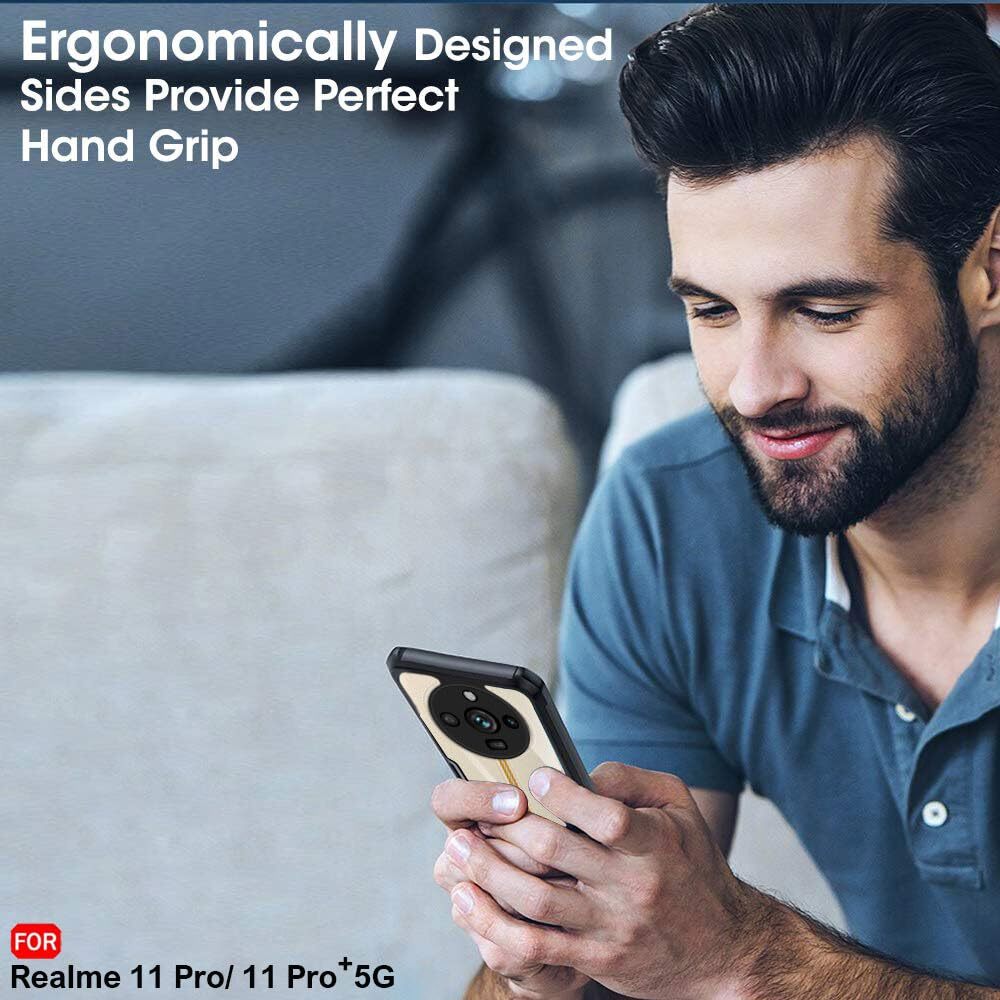 Picture of For Realme 11 Pro / Realme 11 Pro Plus-Reinforced Cushion Back Clear Hybrid Transparent Hard Cover Casing