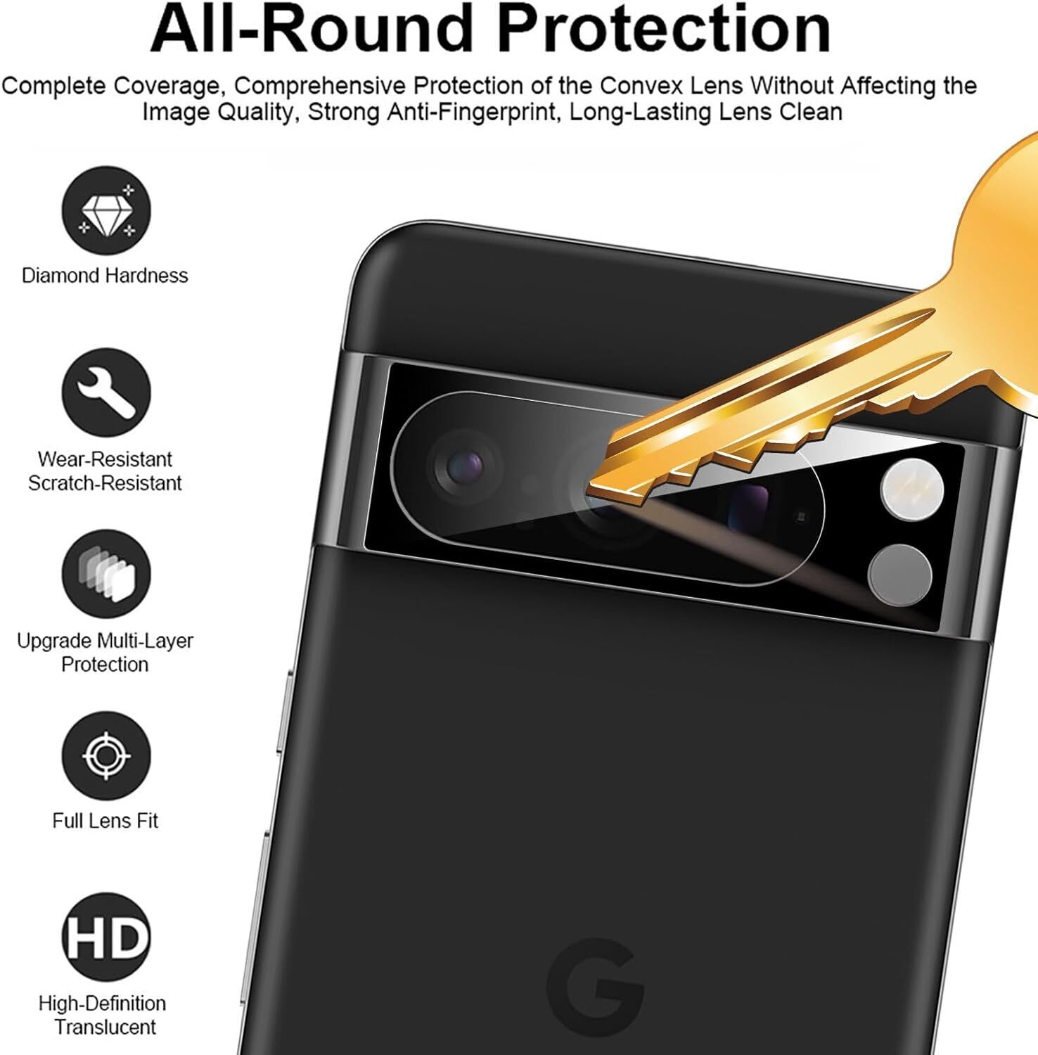 Picture of Exceptional Quality - Camera Glass Lens Cover Tempered Glass Protector for Google Pixel 8/ Google Pixel 8 Pro - Sleek Usage