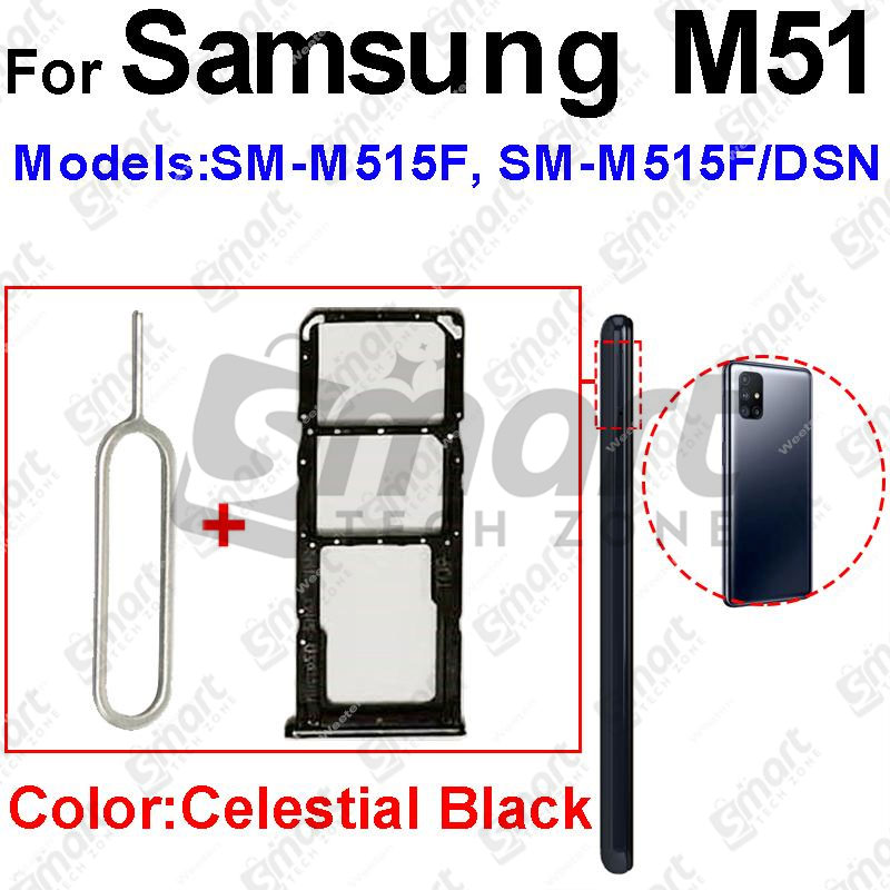 Picture of SIM Card Tray Slot Reader Adapter  for Samsung Galaxy M51 M515 (Free High Quality Sim Ejector Pin)
