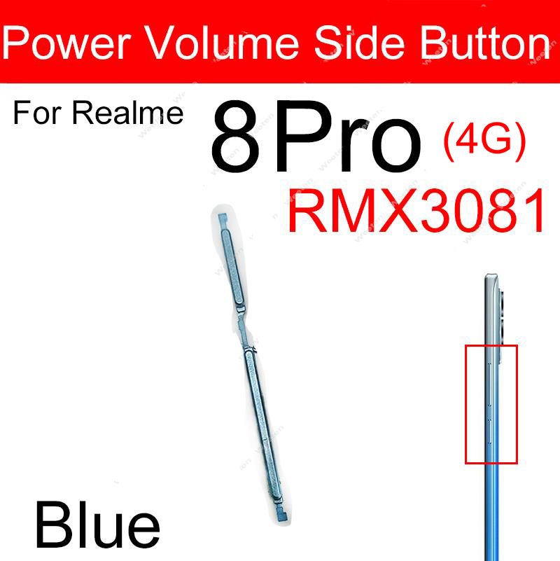 Picture of Realme 8 4G RMX3085/8 Pro RMX3081 External Side Buttons Power On/Off and Volume Control Replacement Keys