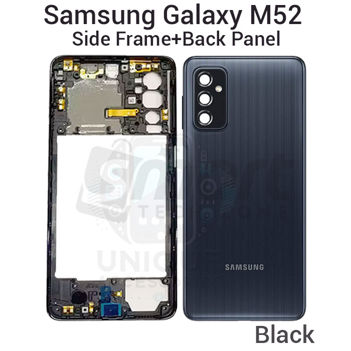 Picture of For Samsung Galaxy M52 Side Frame + Back Panel Housing + Camera Glass Back shell Replacement Spare Parts