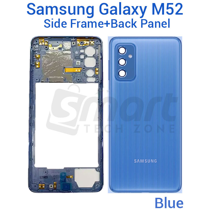Picture of For Samsung Galaxy M52 Side Frame + Back Panel Housing + Camera Glass Back shell Replacement Spare Parts