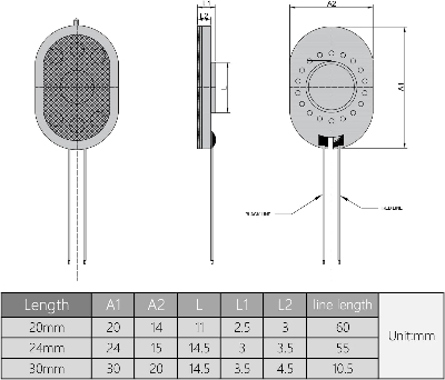Picture of DIY Magnetic Speaker 8 Ohm 1.5W 30mm  × 20mm Oval Shape Internal Magnet Loud Speaker Sound Buzzer For Keypad Button Phone Wired Ringer Parts Replacement