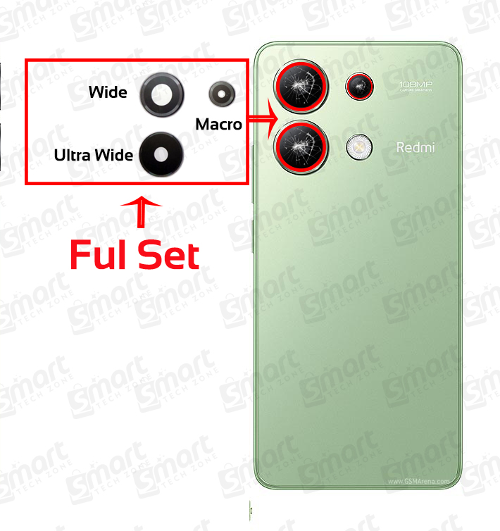 Picture of Camera Main Glass Lens for Xiaomi Redmi Note 13 4G (23129RAA4G / 23124RA7EO / 23129RA5FL) Replacement Part (Not Tempered Camera Glass Protector)