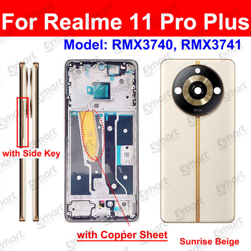 Picture of Realme 11 Pro (100 Megapixel) / Realme 11 Pro Plus (200 Megapixel) Full Body Housing With Camera Glass (LCD Frame, Side/Middle Frame, Back Panel/Backshell)