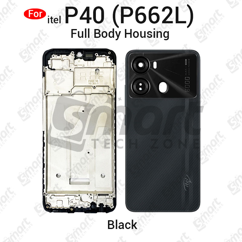 Picture of itel P40 P662L Full Body Housing With Camera Glass (LCD Frame, Side/Middle Frame, Back Panel/Backshell)