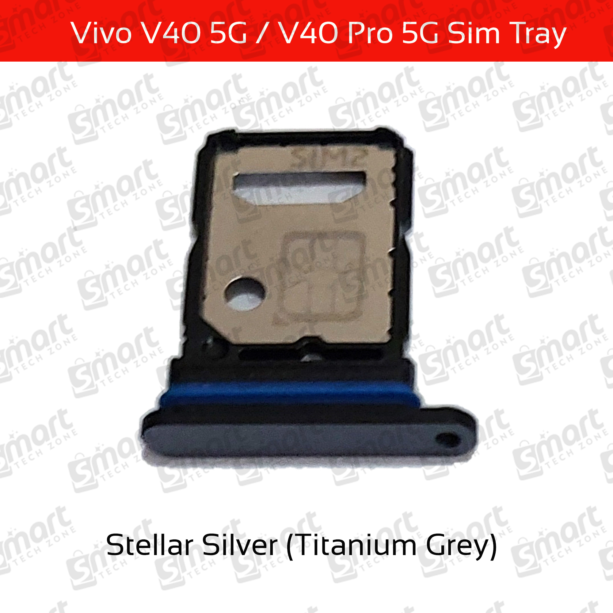 Picture of Vivo V40 5G / Vivo V40 Pro 5G Dual Nano Sim Card Tray Slot Holder Sim Adaptor With Free Sim Ejector Pin Replacement Part